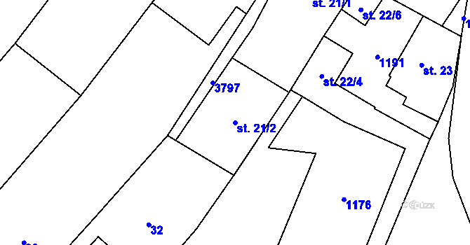 Parcela st. 21/2 v KÚ Želetice u Znojma, Katastrální mapa