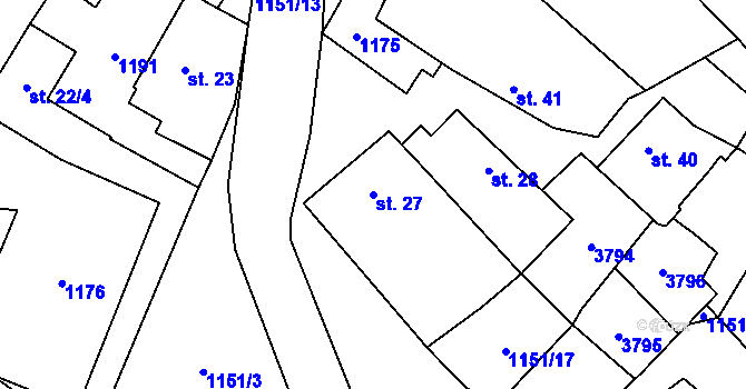 Parcela st. 27 v KÚ Želetice u Znojma, Katastrální mapa
