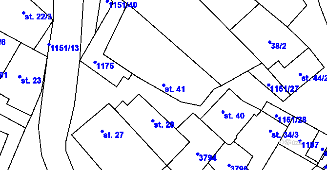 Parcela st. 41 v KÚ Želetice u Znojma, Katastrální mapa
