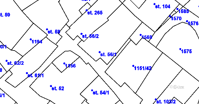 Parcela st. 56/1 v KÚ Želetice u Znojma, Katastrální mapa