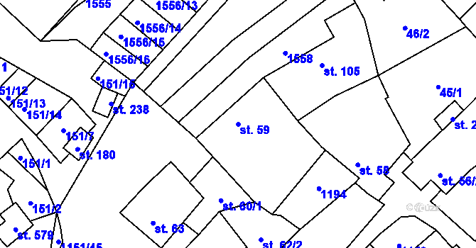 Parcela st. 59 v KÚ Želetice u Znojma, Katastrální mapa