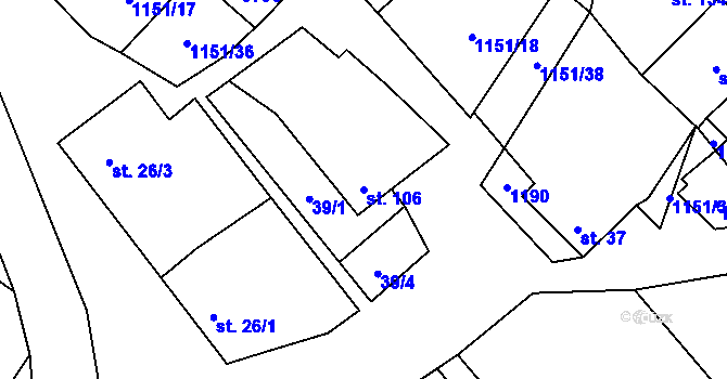 Parcela st. 106 v KÚ Želetice u Znojma, Katastrální mapa