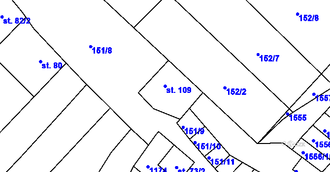 Parcela st. 109 v KÚ Želetice u Znojma, Katastrální mapa