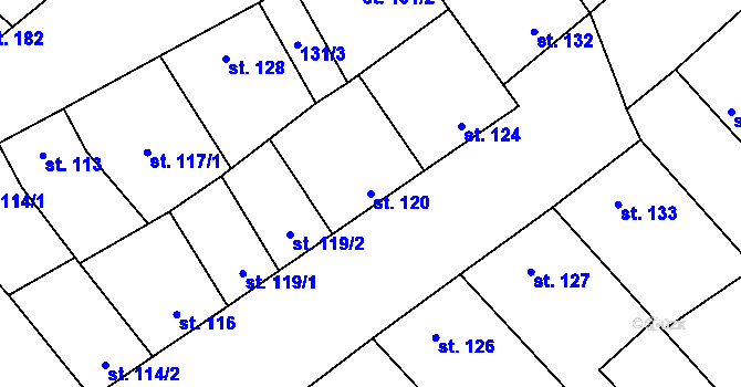 Parcela st. 120 v KÚ Želetice u Znojma, Katastrální mapa