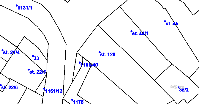 Parcela st. 129 v KÚ Želetice u Znojma, Katastrální mapa