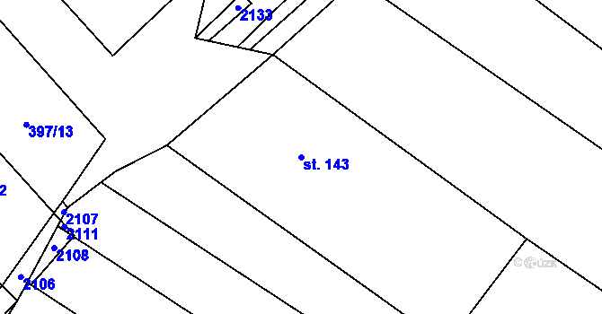 Parcela st. 143 v KÚ Želetice u Znojma, Katastrální mapa