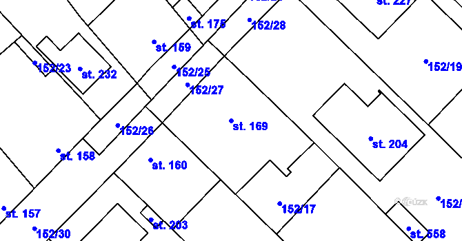 Parcela st. 169 v KÚ Želetice u Znojma, Katastrální mapa