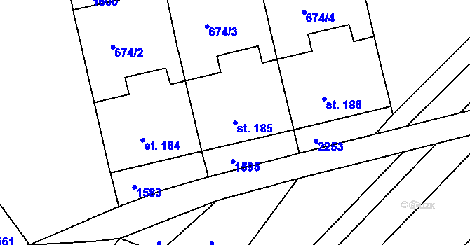 Parcela st. 185 v KÚ Želetice u Znojma, Katastrální mapa