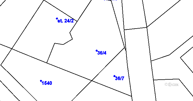Parcela st. 36/4 v KÚ Želetice u Znojma, Katastrální mapa