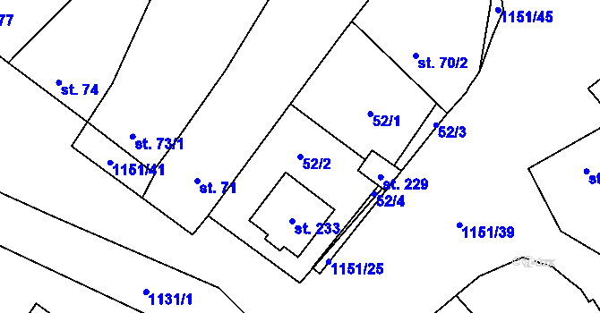 Parcela st. 52/2 v KÚ Želetice u Znojma, Katastrální mapa