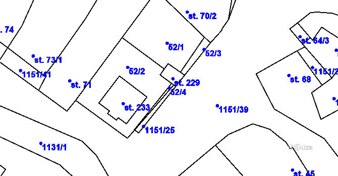 Parcela st. 52/4 v KÚ Želetice u Znojma, Katastrální mapa