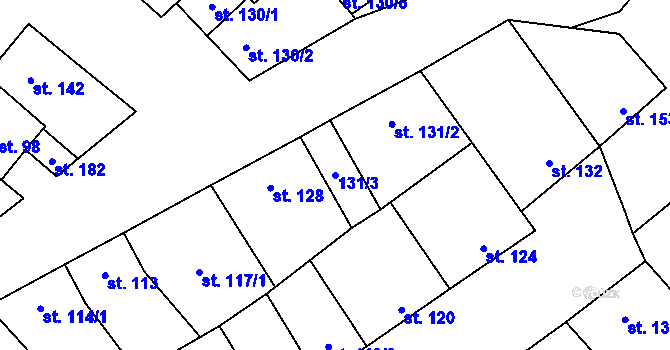 Parcela st. 131/3 v KÚ Želetice u Znojma, Katastrální mapa