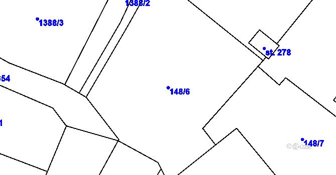 Parcela st. 148/6 v KÚ Želetice u Znojma, Katastrální mapa