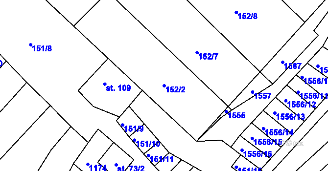 Parcela st. 152/2 v KÚ Želetice u Znojma, Katastrální mapa