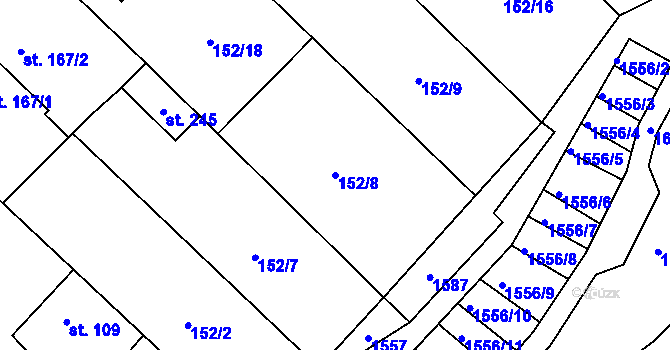 Parcela st. 152/8 v KÚ Želetice u Znojma, Katastrální mapa