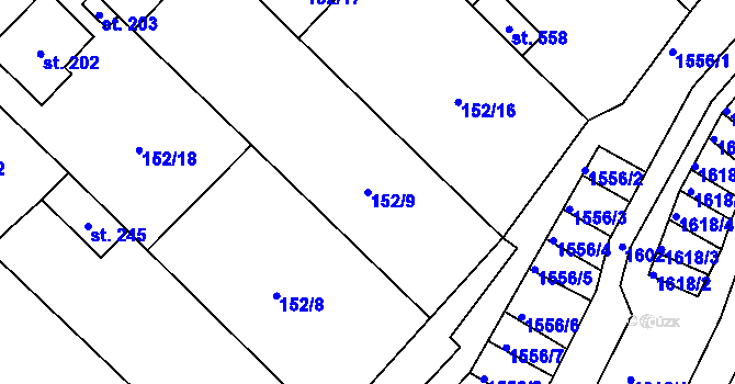 Parcela st. 152/9 v KÚ Želetice u Znojma, Katastrální mapa