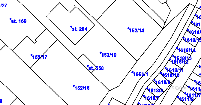 Parcela st. 152/10 v KÚ Želetice u Znojma, Katastrální mapa