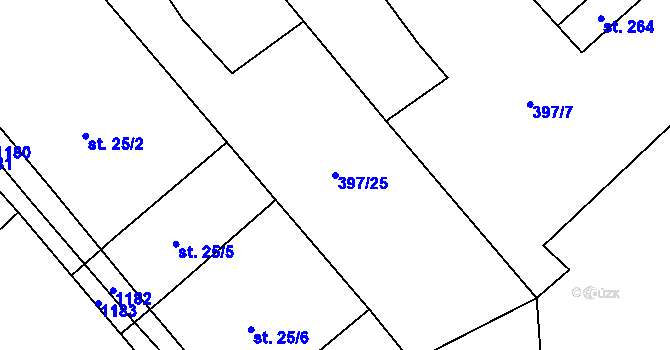 Parcela st. 397/25 v KÚ Želetice u Znojma, Katastrální mapa