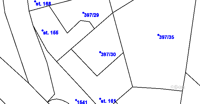 Parcela st. 397/30 v KÚ Želetice u Znojma, Katastrální mapa