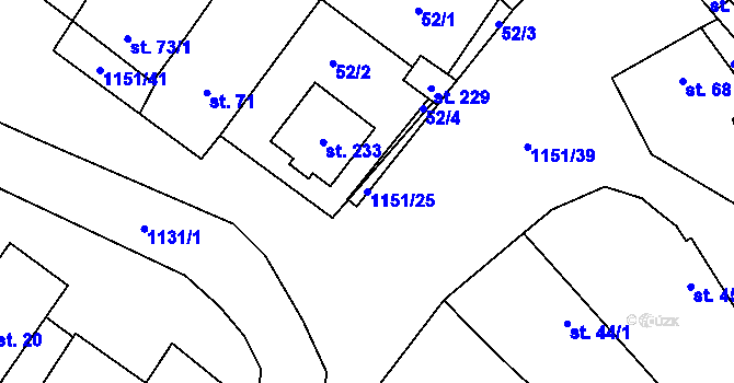 Parcela st. 1151/25 v KÚ Želetice u Znojma, Katastrální mapa