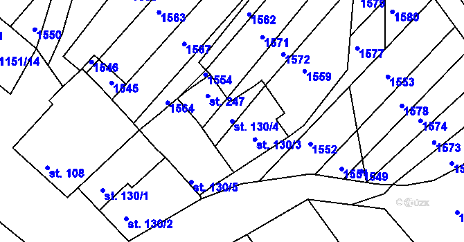 Parcela st. 130/4 v KÚ Želetice u Znojma, Katastrální mapa