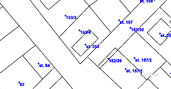 Parcela st. 253 v KÚ Želetice u Znojma, Katastrální mapa