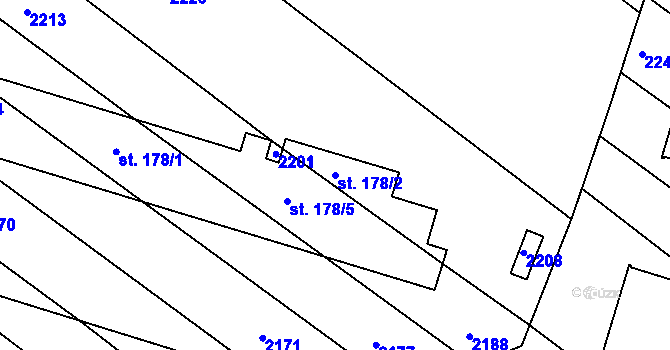 Parcela st. 178/2 v KÚ Želetice u Znojma, Katastrální mapa
