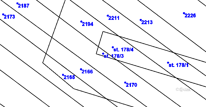 Parcela st. 178/3 v KÚ Želetice u Znojma, Katastrální mapa