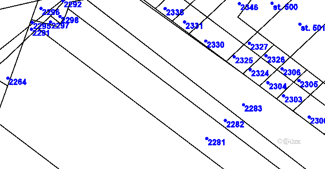 Parcela st. 500/9 v KÚ Želetice u Znojma, Katastrální mapa