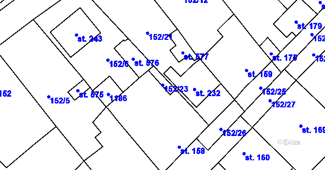 Parcela st. 152/23 v KÚ Želetice u Znojma, Katastrální mapa