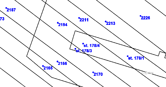 Parcela st. 178/4 v KÚ Želetice u Znojma, Katastrální mapa