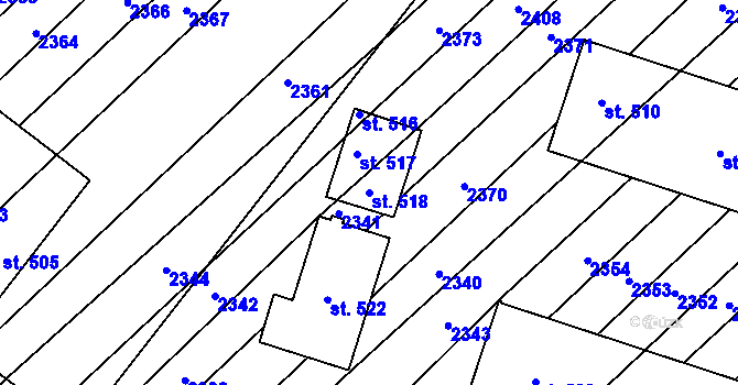 Parcela st. 518 v KÚ Želetice u Znojma, Katastrální mapa