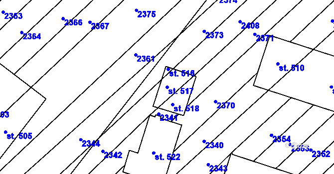 Parcela st. 517 v KÚ Želetice u Znojma, Katastrální mapa
