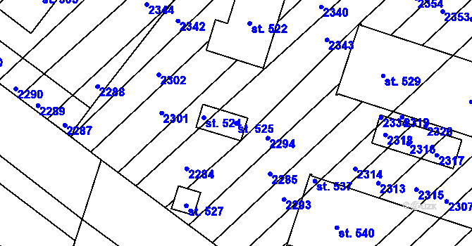 Parcela st. 525 v KÚ Želetice u Znojma, Katastrální mapa