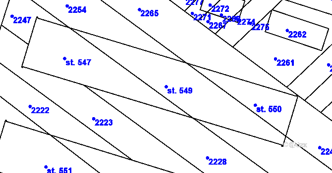 Parcela st. 549 v KÚ Želetice u Znojma, Katastrální mapa