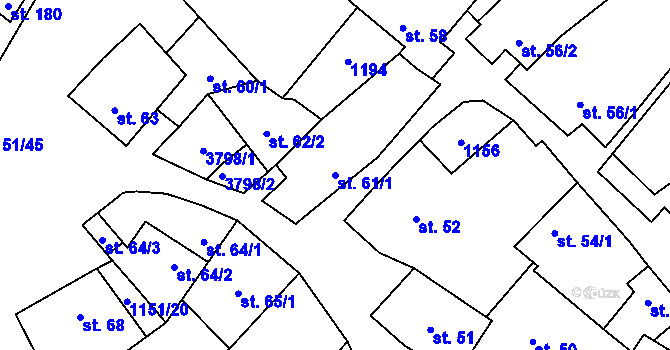 Parcela st. 61/1 v KÚ Želetice u Znojma, Katastrální mapa