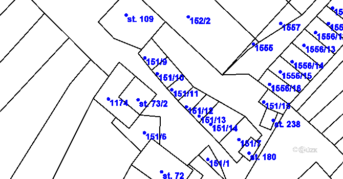 Parcela st. 151/11 v KÚ Želetice u Znojma, Katastrální mapa