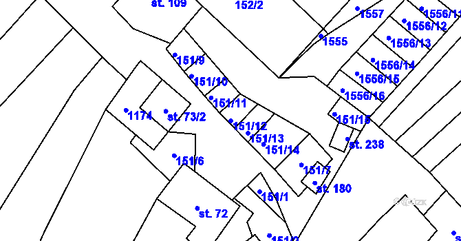 Parcela st. 151/12 v KÚ Želetice u Znojma, Katastrální mapa