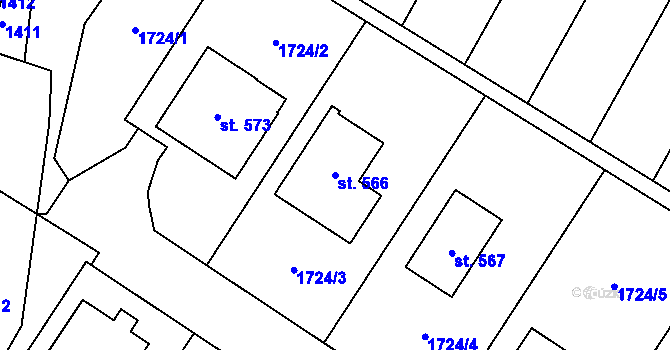 Parcela st. 566 v KÚ Želetice u Znojma, Katastrální mapa