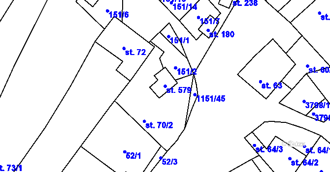 Parcela st. 579 v KÚ Želetice u Znojma, Katastrální mapa
