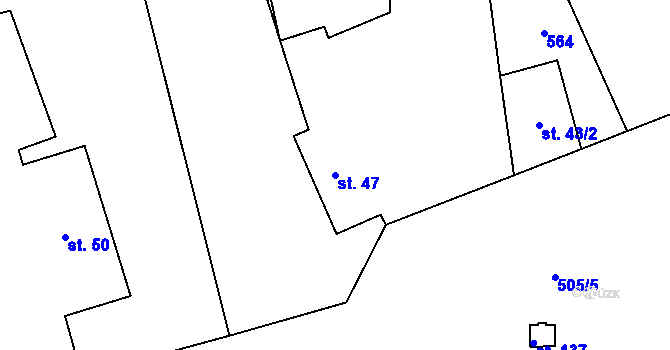 Parcela st. 47 v KÚ Lhotka u Berouna, Katastrální mapa