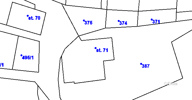 Parcela st. 71 v KÚ Lhotka u Berouna, Katastrální mapa