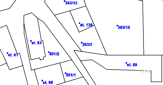 Parcela st. 383/2 v KÚ Lhotka u Berouna, Katastrální mapa