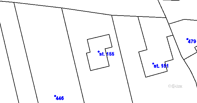 Parcela st. 155 v KÚ Lhotka u Berouna, Katastrální mapa