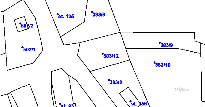Parcela st. 383/12 v KÚ Lhotka u Berouna, Katastrální mapa