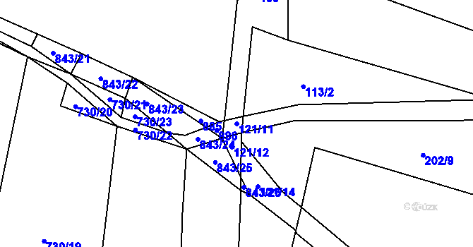 Parcela st. 121/11 v KÚ Železná, Katastrální mapa