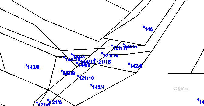 Parcela st. 121/16 v KÚ Železná, Katastrální mapa