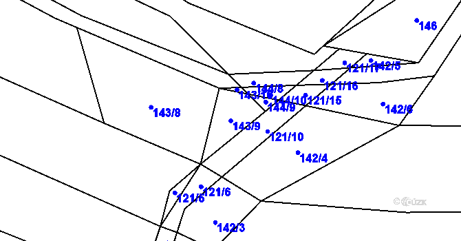 Parcela st. 143/9 v KÚ Železná, Katastrální mapa