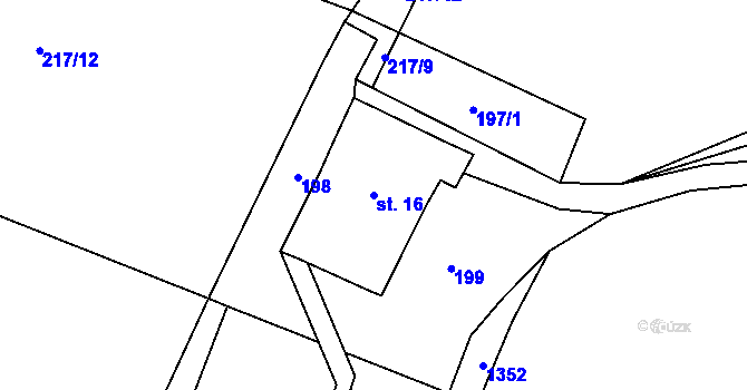 Parcela st. 16 v KÚ Špičák, Katastrální mapa