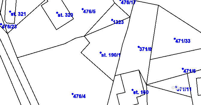 Parcela st. 190/1 v KÚ Špičák, Katastrální mapa